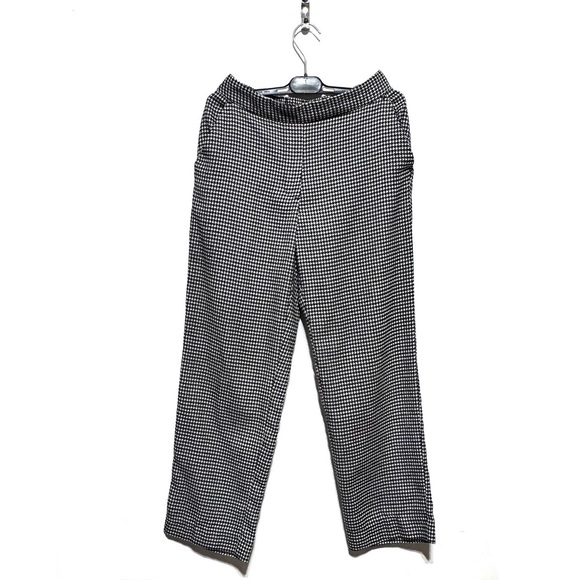 Zara Basic Black Houndstooth Pull On Straight Leg Pants Size XS - Picture 2 of 11